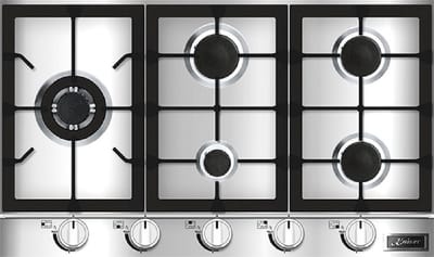 KAISER gaskookplaat KG 9357, inbouwgaskookplaat 90cm, roestvrij staal, WOK turbobrander - 3,8 kW.