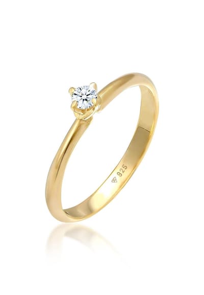Elli PREMIUM - Ring - Dames Solitaire Ring Filigraan Klassiek met Diamant (0.11 ct.) in 925 Sterling Zilver - Dames