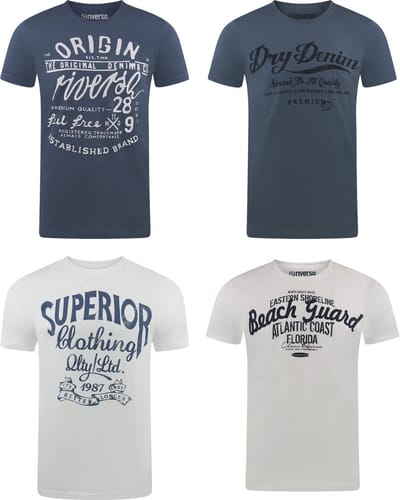 riverso Heren T-Shirt RIVLeon 4 Pack regular fit Veelkleurig M Ronde Hals Volwassenen - gemaakt van 100% katoen