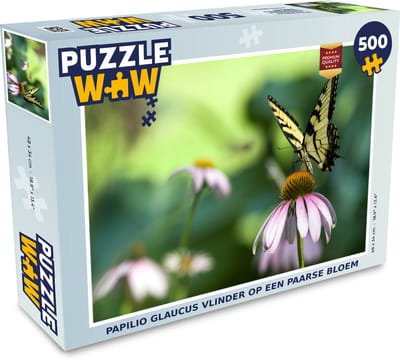 Puzzel Papilio glaucus vlinder op een paarse bloem - Legpuzzel - Puzzel 500 stukjes