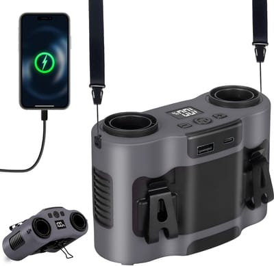 Draagbare Ventilator 4-in-1 met 28000mAh Batterij – Heup Nek Tafel en Handventilator – 5 Standen – LED Display – 42 Uur Batterijduur – USB-C Opladen