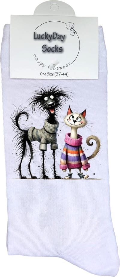 Hond - Kat - Opkikker - Grappige sokken - Valentijn cadeau - Verjaardag cadeau - Sint cadeau - Leuke sokken - Vrolijke sokken - Cadeautje - Grappig cadeau - Trui - Kerstcadeau - Vaderdag - Moederdag - Socks maken Happy - Maat 37-44