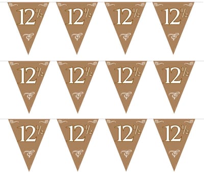 Jubileum vlaggenlijn thema 12,5 jaar - 5x - brons/koper - kunststof - 600 cm - versiering - feestartikelen