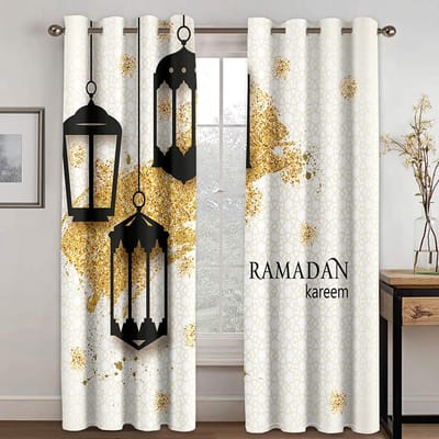 Moslim Ramadan Festival Raamgordijnen Woonkamer Huisdecoratie Kinderkamer Raambekleding Keukengordijnen 100W160H(CM)40x63in&Grommet Top