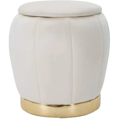 Kruk Stool/storage Paris Crema/gold Ø 43×43 cm