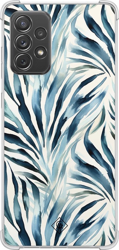 Casimoda® hoesje - Geschikt voor Samsung Galaxy A52 5G - Japandi Waves - Shockproof case - Extra sterk - TPU/polycarbonaat - Blauw, Transparant