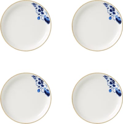 Gebaksbord Blauw Bloesem - Porselein - 15 cm - 4 stuks