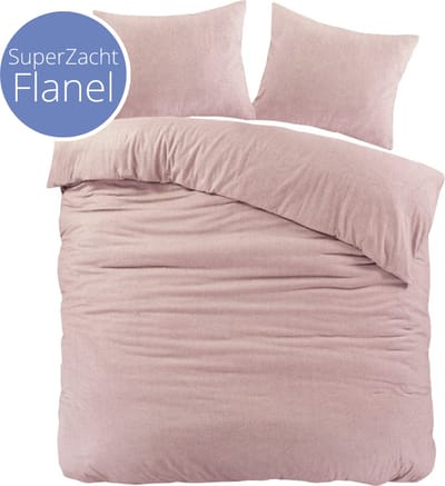 Droomtextiel Brienz Dekbedovertrek Flanel Roze - 200x200/220 cm - Super Zacht - Hoogwaardige Kwaliteit