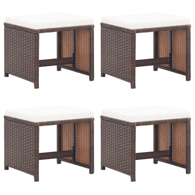 vidaXL Tuinkrukken 4 st met kussens poly rattan bruin