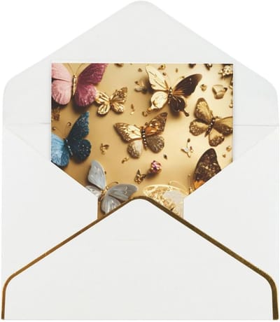 Wenskaarten Set - Kaarten Met Enveloppen - Feestelijke Communicatie - Gouden Rand Decoratie - 23 x 16 cm - Wit