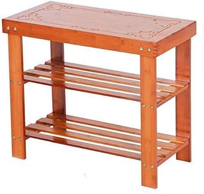 Houten Schoenenrek - Opbergmeubel - Schoenen Organiseren - 4-laags Ontwerp - 45 x 28 x 80 cm - Geel