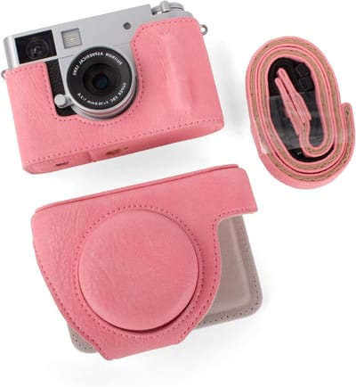 PU Leren Camera Case voor Fujifilm X Half Mirrorless Camera, Beschermende Tas met Verstelbare Schouderband, Bruine Stijlvolle Bescherming