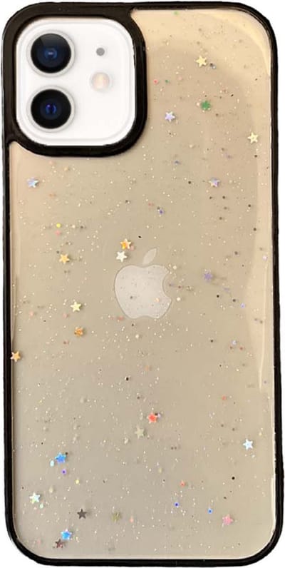 Smartphonica iPhone 11 TPU hoesje doorzichtig met glitters - Zwart geschikt voor iPhone 11