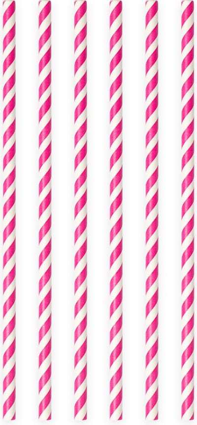 20 Papieren rietjes Hard Roze - 6mm x 197mm