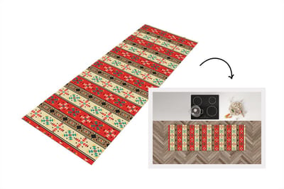Keukenloper - Loper keuken - Indianen - Patronen - Abstract - 150x50 cm - Keukenloper vinyl