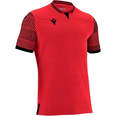 Macron Tureis Shirt Korte Mouw Kinderen - Zwart / Rood | Maat: 7-8 Y