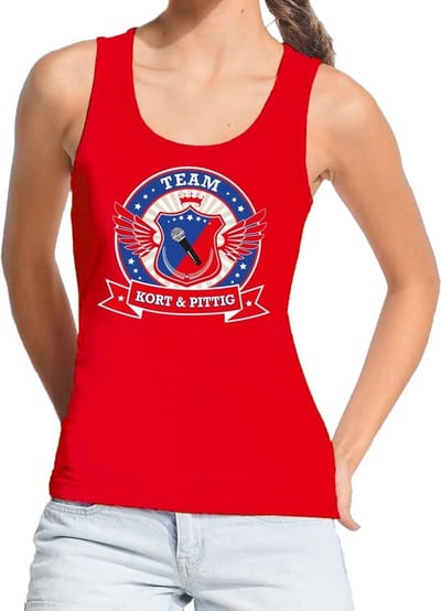 Rood Kort en Pittig team tanktop / mouwloos shirt / tanktop rood dames S