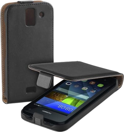 Zwart eco leather flipcase voor de Huawei Y3 hoesje