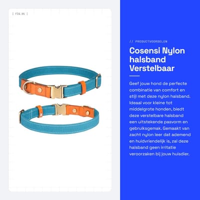 Dailygoods- Halsband Verstelbaar - Nylon/Hondenhalsband - Veiligheidsgesp - Roestvrij Staal - Lichtgewicht - Ademend Materiaal - Geschikt voor kleine/middelgrote/grote honden