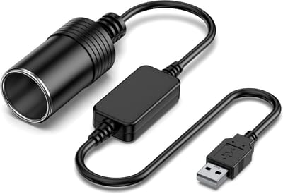 Thijox - 5V USB A Man naar 12V Sigarettenaansteker Vrouwelijke Converter voor Auto, 30 cm, Ideaal voor Dash Camera, GPS, Rijden Recorder (Onder 8 W)