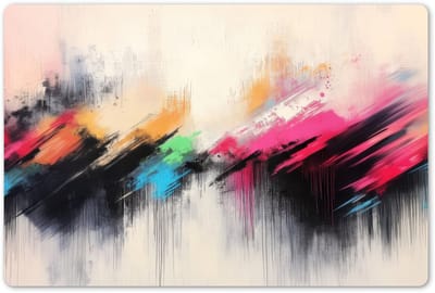 Placemats 45x30 cm - Placemat kunststof - 1 stuk - Dynamisch - Abstract - Kleurrijk - Zwart - Borden onderleggers - Decoratie voor op tafel - Keuken tafeldecoratie accessoires - Vinyl onderlegger - Tafelversiering
