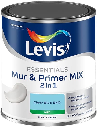 Levis - Essentials Mur & Primer Mix - Clear Blue B40 - Mengverf - 1 L