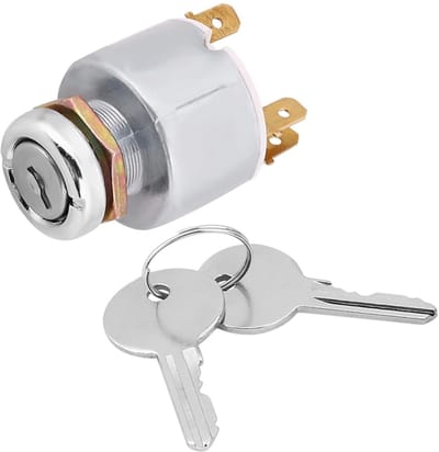 Contactsleutel Motorstartschakelaar - Ontstekingsschakelaar Universeel - Voertuig Starten - 3 Functies ON OFF - 19 mm Gatdiameter - Zilver