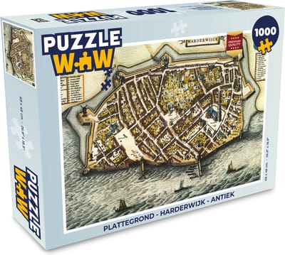 Puzzel Plattegrond - Harderwijk - Antiek - Legpuzzel - Puzzel 1000 stukjes volwassenen - Stadskaart