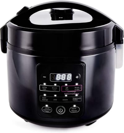 MIRA® Rijstkoker - Koker - Stoompan - met Keramische Kom - LED-display - Zwart - 25cm x 25cm x 27cm