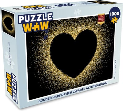 Puzzel Gouden hart op een zwarte achtergrond - Legpuzzel - Puzzel 1000 stukjes volwassenen