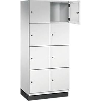 C+P Cambio lockerkast, 2 vakken, 8 vakken, met plint, B 800 x D 525 x H 1980 mm, lichtgrijs