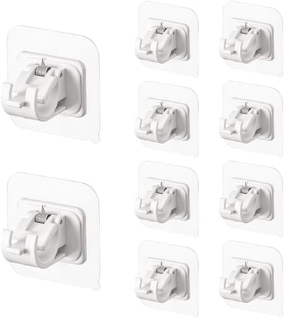 Geen boor gordijnstangen beugels - verstelbare gordijnstanghaken - zelfklevende gordijnroede beugelhouder - gordijnstangbeugels voor slaapkamer - keuken - badkamer (10 stuks - wit)