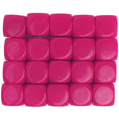 20 stuks Dobbelstenen Ronde Hoek Blanco Plastic 16mm Leerspeelgoed Dobbelstenen voor Bordspellen Feest Rose Red pink