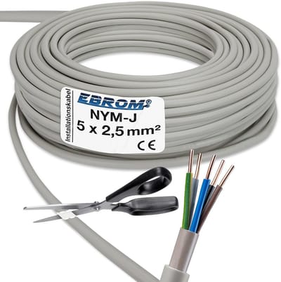 Installatiekabel Grijs 5 Aders 2,5 mm² voor Vaste Installatie