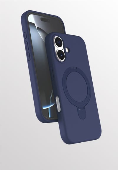 Hoesje Geschikt voor iPhone 16 Plus hoesje zacht siliconen Navy - Liquid Backcover ring hoesje Geschikt voor Magsafe