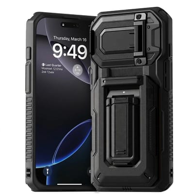Dailygoods- Portemonnee Hoesje met Kaarthouder - iPhone 16 Pro - Schokbestendig - RFID-Blokkering - Standaard - Robuuste Militaire Kwaliteit - Telefoonhoes