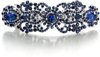 FAITH Haarclip bruiloft Oostenrijkse kristal CZ Art Deco bloem traan druppel haarclip voor dames bruid feest blauw gouden toon