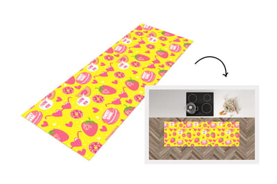 Keukenloper - Loper keuken - Eten - Patroon - Roze - 150x50 cm - Keukenloper vinyl