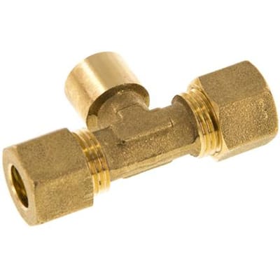 G 1/4'' x 10mm Messing T-stuk Knelfitting 95 Bar DIN EN 1254-2