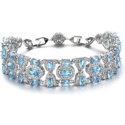 Zirkonia Armband Kleur Luxe Volledige Diamant Dames Europese en Amerikaanse Mode Toermalijn Armband. free 3cm extension buckle gray