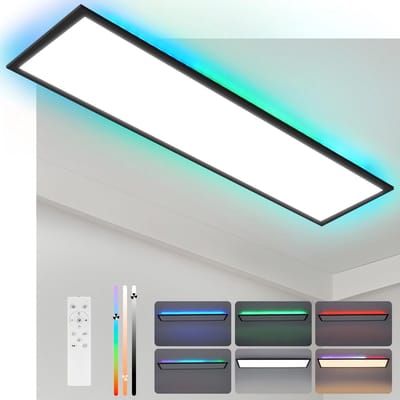 NETTLIFE plafondlamp - LED-paneel - plafondlamp dimbaar RGB - 120x30cm - 36W - achtergrondverlichting - daglichtlamp - kantoor