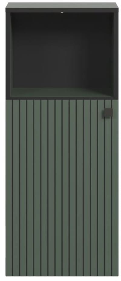 Badkamerkast - Lage opbergruimte - Saliegroen en zwart decor - L40 x H95 x D31cm - PURE BLISS