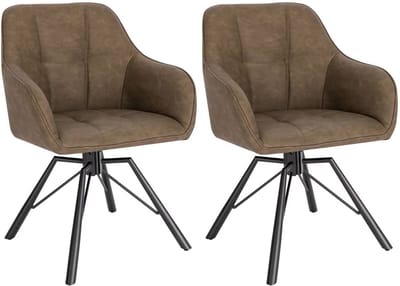 Set van 2 Draaibare Eetkamerstoelen - Gestoffeerde Comfortstoelen met Armleuningen & Rugleuning - Voor Keuken, Woonkamer & Restaurant