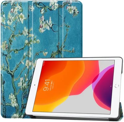 Tablet Hoes Geschikt voor Apple iPad 10.2 (2021/2020/2019) | Book Case met Standaard | Kunstlederen Beschermhoes | Tri-fold | Blossom Print
