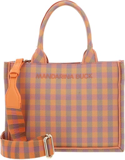 MANDARINA DUCK Handtas Schoudertas Vichy Tote Vichy Orange Abrikoos