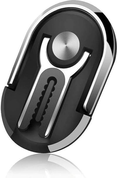 DrPhone UL1 - Ventilatie Autohouder + Ring Smartphone Houder + Video Modus Stand - Zwart Geschikt voor iPhone / Samsung
