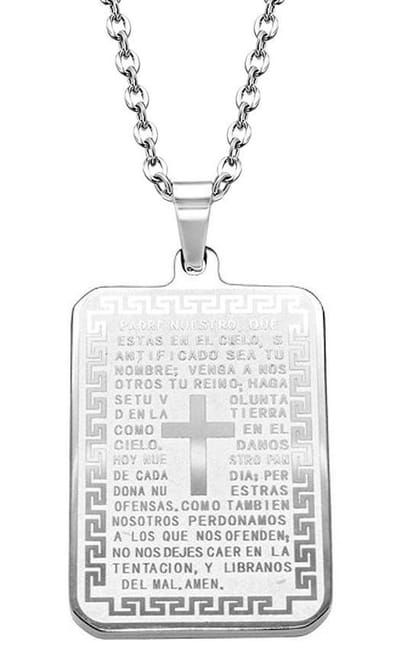 Montebello Ketting Agota - 316L Staal - Tag - Religieus - Tekst - 60cm