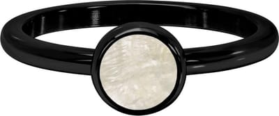 Quiges Stapelring Dames - Vulring - RVS Zwart met Schelp Creme - Maat 19 - Hoogte 2mm