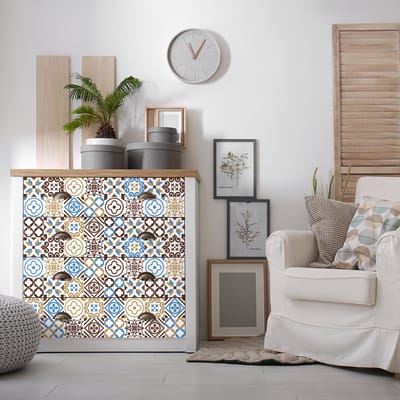 Meubeldecoratiestickers - Zelfklevende stickers voor keuken en woonkamer - 60 Patriciana cementtegel meubelstickers - 60 stickers 10x10cm