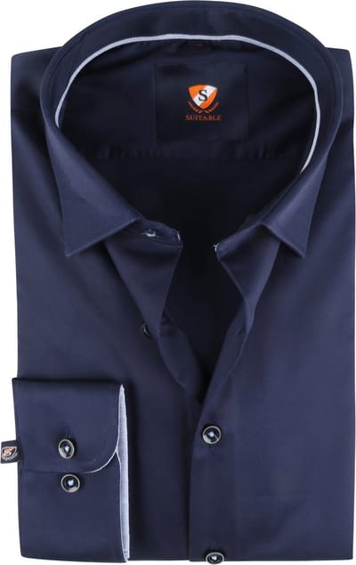 Suitable Twill Overhemd Donkerblauw - Maat 38 - Heren - Casual Shirt